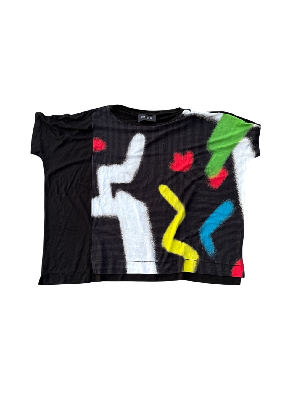 Ozai n Ku Oversized Tunic Top with Colorful Abstract Print